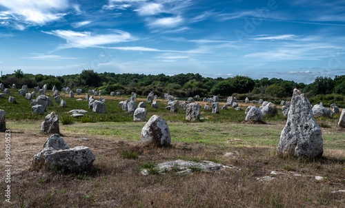 Ancient Stone Field Alignements De Menhir Carnac With Neolithic Megaliths In Brittany, France © grafxart