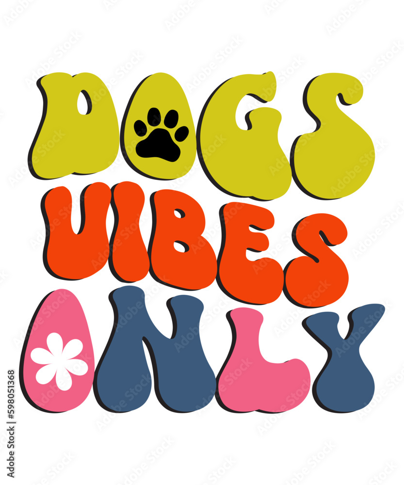 Retro Dog SVG Bundle - Retro svg, Dog Shirt svg, Dog Saying svg, Dog Quotes svg, Retro Wavy Text svg, Wavy Letters svg, Dog PNG, DXF