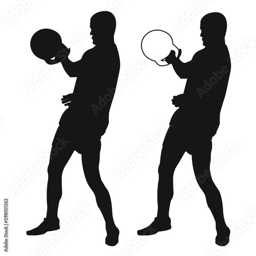 Set silhouettes athletes weight lifter lift kettlebell, weights. Weight lifting. Pull, push, bench press