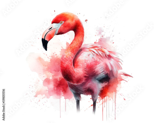 flamingo portrait watercolor