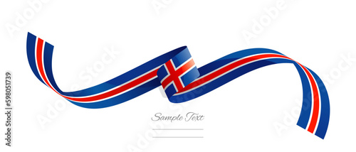 Icelandic flag ribbon vector illustration. Iceland flag ribbon on abstract isolated on white color background