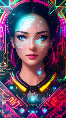 Beautiful woman. Computer Glitch. (Created with Generative AI technology)