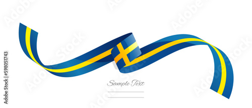 Swedish flag ribbon vector illustration. Sweden flag ribbon on abstract isolated on white color background