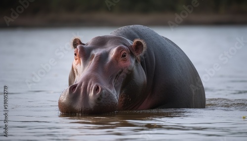 A hippopotamus in a lake ai, ai generative, illustration