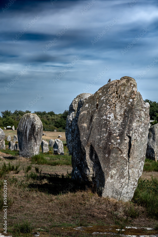 Ancient Stone Field Alignements De Menhir Carnac With Neolithic Megaliths In Brittany, France