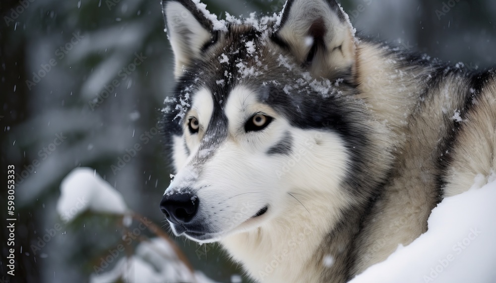 A husky wolf in the north pole ai, ai generative, illustration A husky wolf in the north pole ai, ai generative, illustration