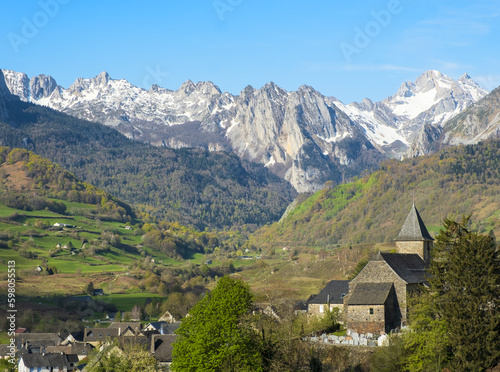 Village and circus of Lescun in the Aspe Valley  Pyrenees of France