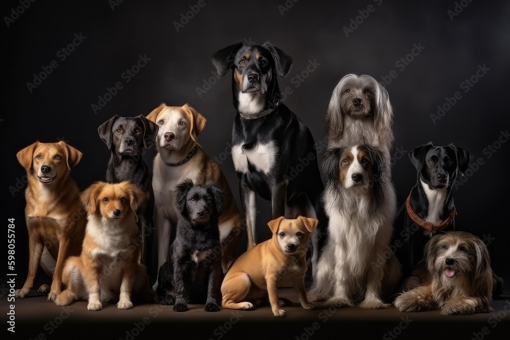 group of dogs, generative AI group of dogs, generative AI