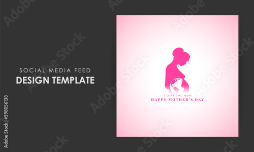 Vector illustration of HappyMother's Day social media story feed mockup template photo