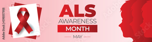 Amyotrophic lateral sclerosis ALS Awareness Month. Observed in May. Vector banner.