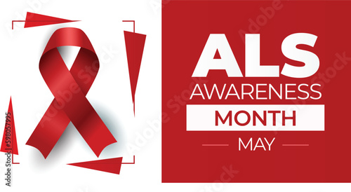 Amyotrophic lateral sclerosis ALS Awareness Month. Observed in May. Vector banner.