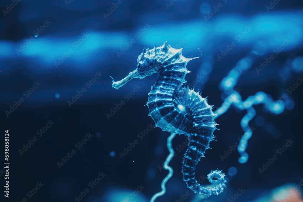 detailed close-up view of a seahorse swimming in its natural habitat. Generative AI Generative AI