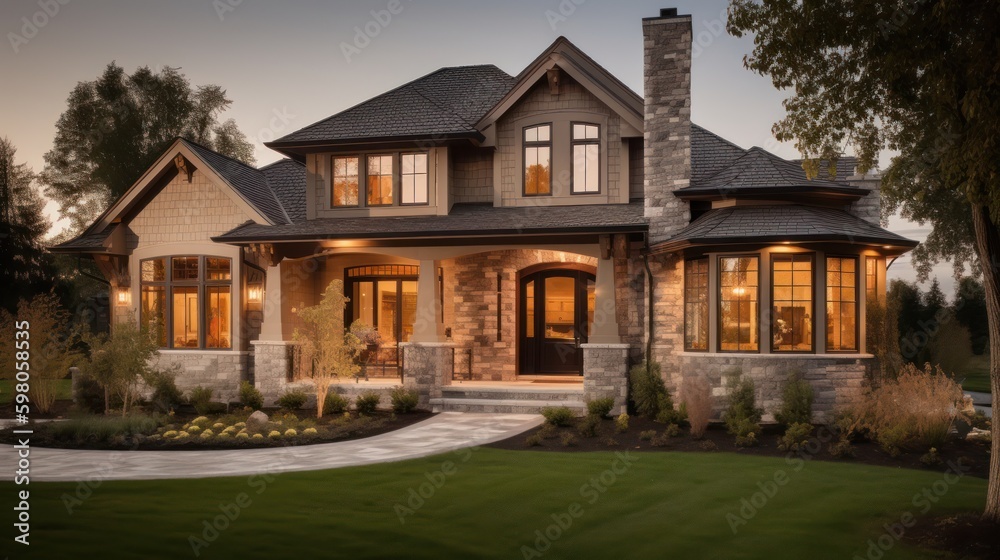 Beautiful Home Exterior. Generative AI Beautiful Home Exterior. Generative AI