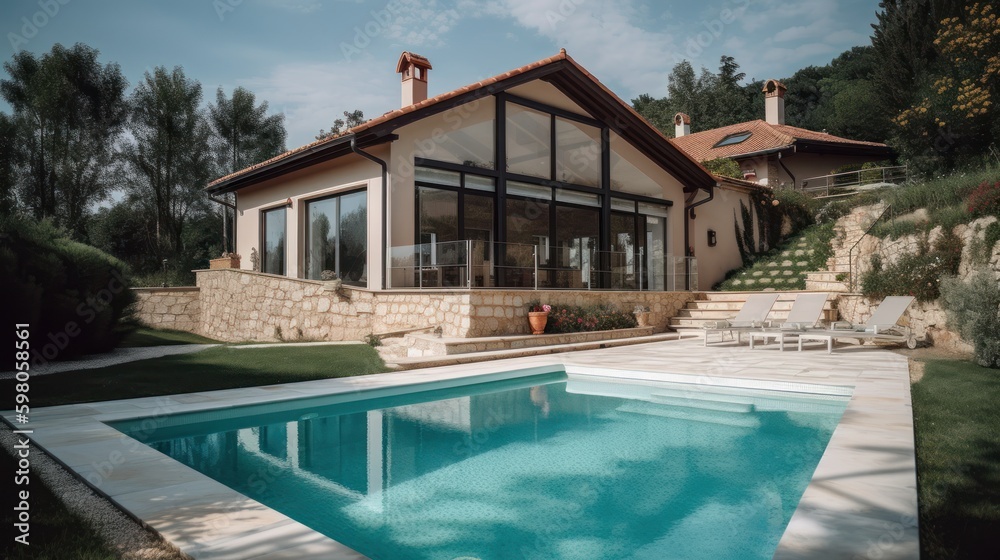 Fototapeta premium Beautiful Home Exterior. Generative AI