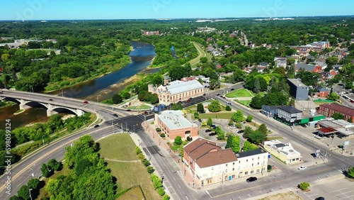 Aerial of Brantford, Ontario, Canada in late summer 4K photo