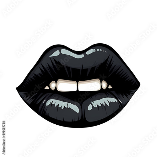 cartoon isolated illustration of black lips