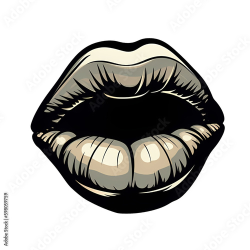 cartoon isolated illustration of black lips