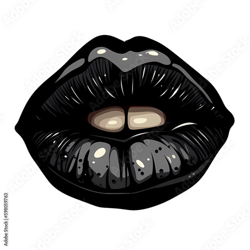 cartoon isolated illustration of black lips