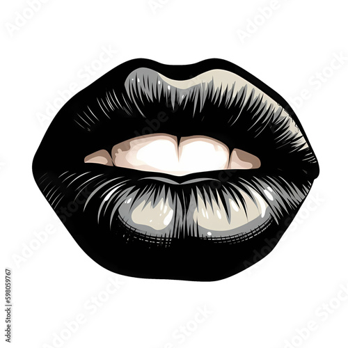 cartoon isolated illustration of black lips