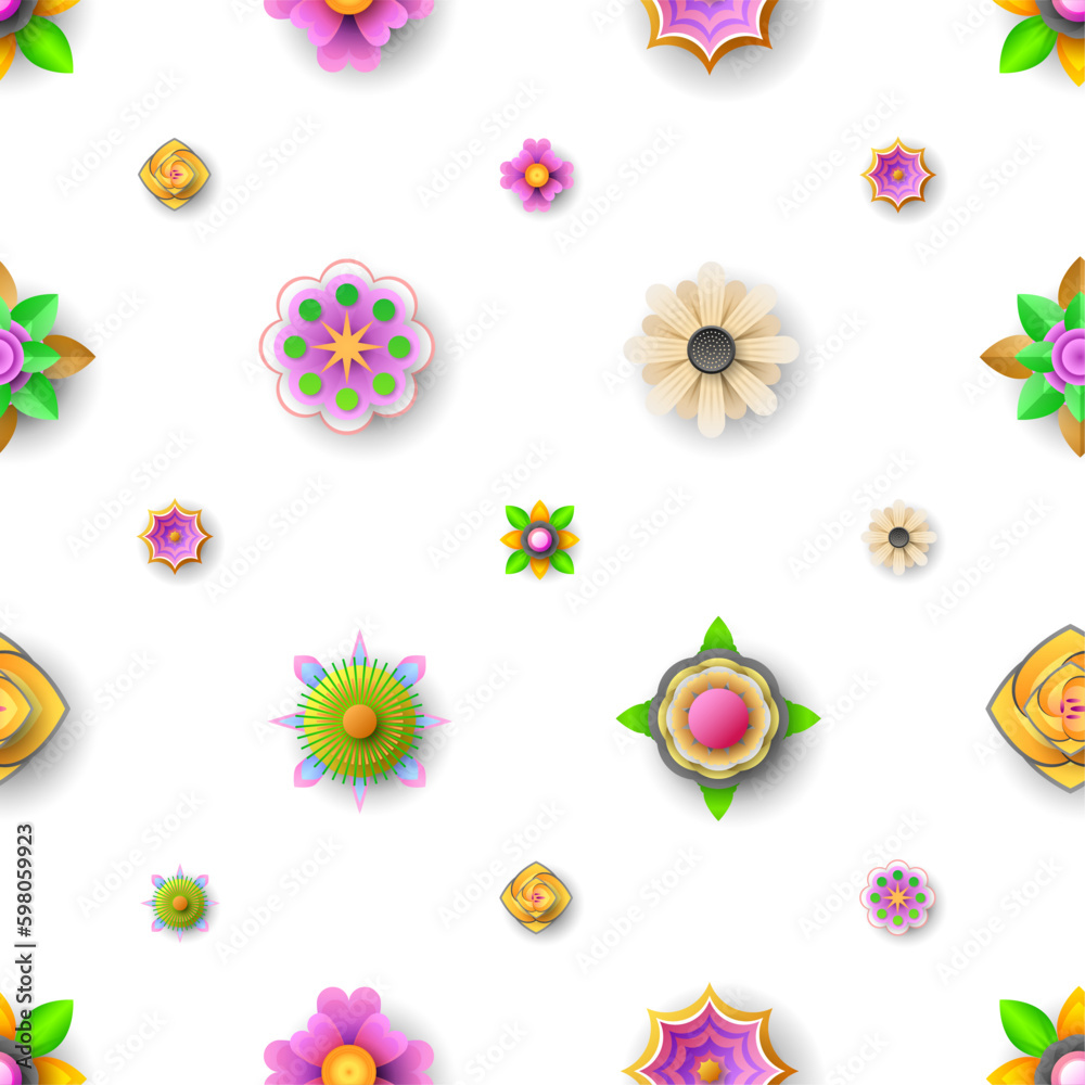 Seamless Pattern Abstract Elements Different Flower Plant Botanic Vector Design Style Background Illustration Texture For Prints Textiles, Clothing, Gift Wrap, Wallpaper, Pastel