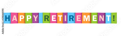 HAPPY RETIREMENT! colorful vector typography banner