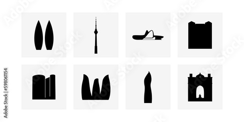 Baku city icon set