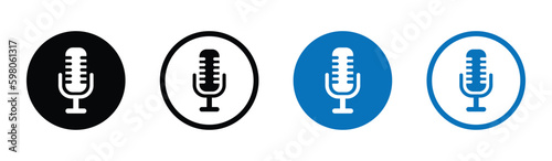 Microphone vector icons set. Voice icon symbol buttons 
