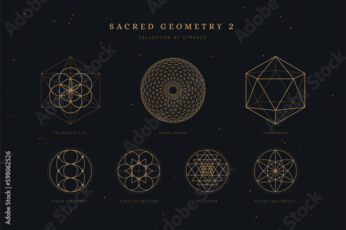 sacred / divine geometry 2, set / collection of spiritual meditation symbols, se Fototapet