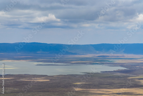 Fototapeta Naklejka Na Ścianę i Meble -  View of the Ngorongoro crater in Tanzania. Ngorongoro conservation area. African landscape. WIld nature