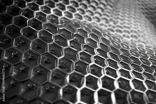 Network connection concept silver honeycomb shiny background. Futuristic Abstract Geometric Background Design Made with Generative Space Illustration AI Scy fi © Vitalii But