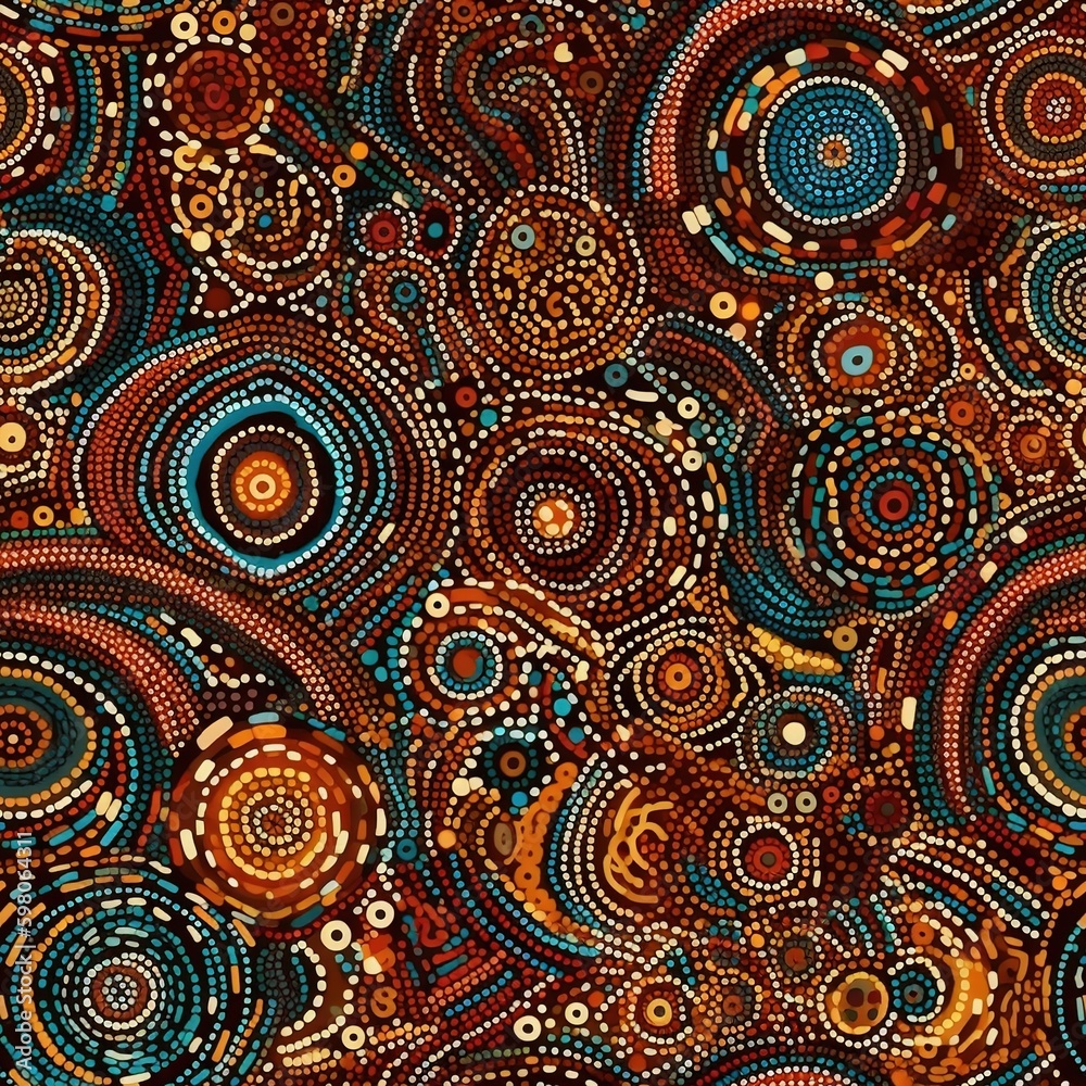 Seamless Aboriginal Pattern tile design, generative ai