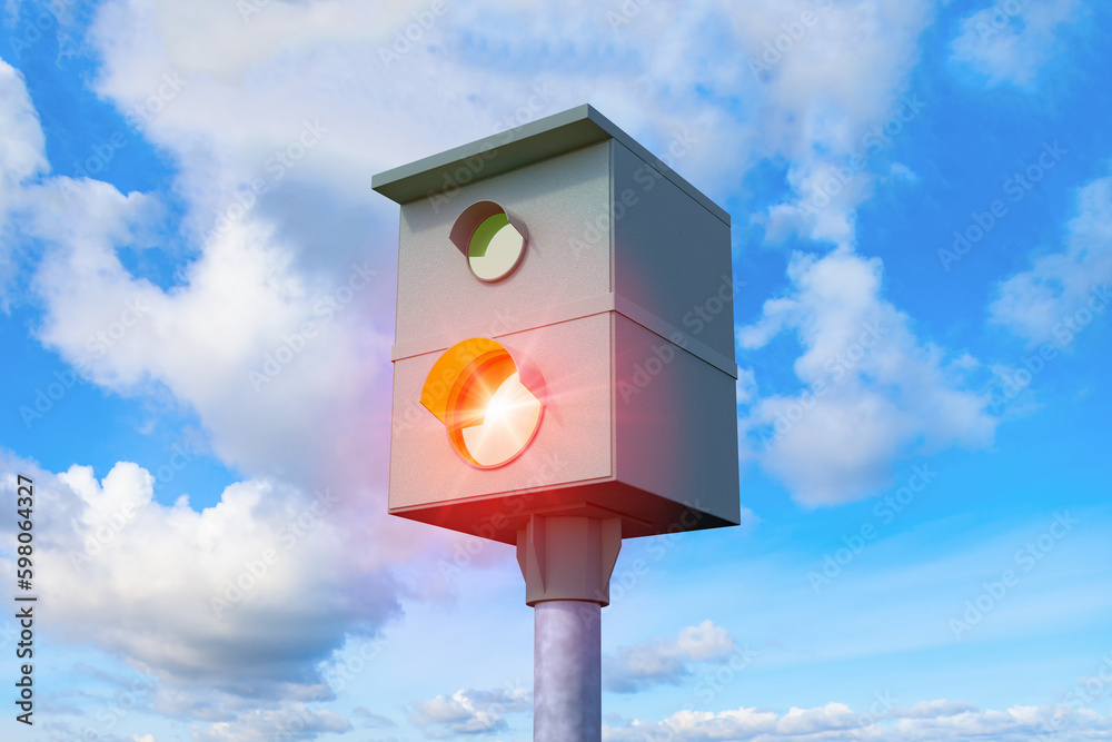 3d Illustation - stationärer Blitzer - Radarfalle - Himmel - Wolken 3d Illustation - stationärer Blitzer - Radarfalle - Himmel - Wolken