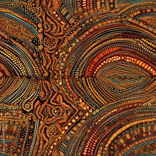 Seamless Aboriginal Pattern tile design, generative ai