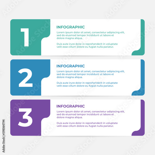 set of three banners with numbers. Vector colorful one two three steps progress banners. 