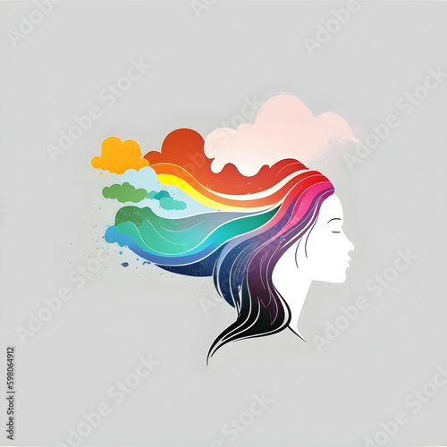 Rainbow symbol on white square background