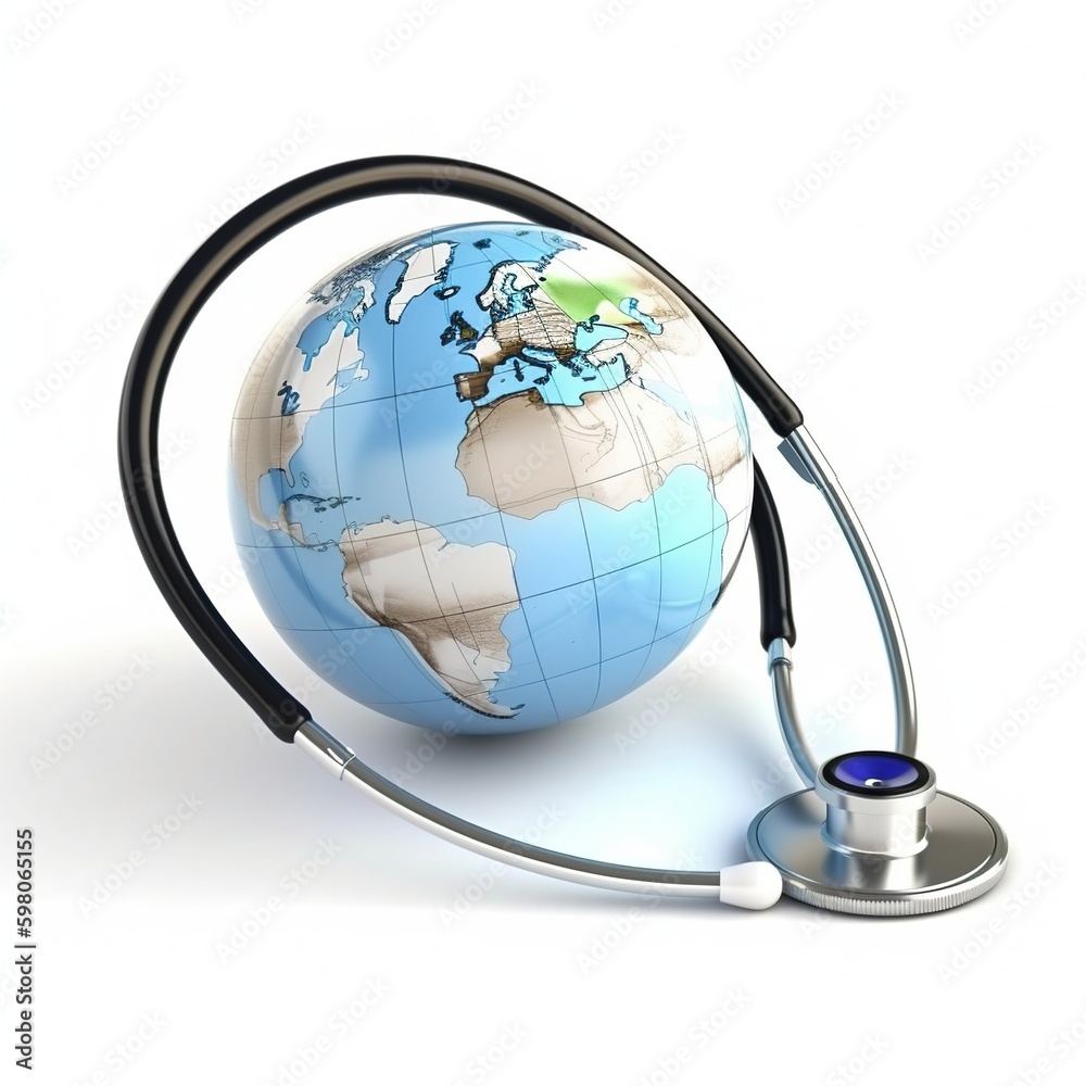 A global wealth concept. Generative AI. Modern stethoscope, global health, economy. A global wealth concept. Generative AI. Modern stethoscope, global health, economy.