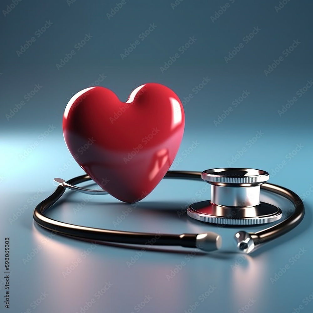 A heart wealth concept. Generative AI. Modern stethoscope, glass heart. A heart wealth concept. Generative AI. Modern stethoscope, glass heart.