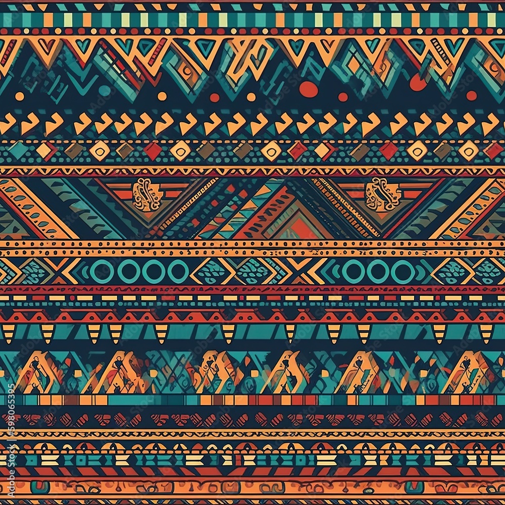 Traditional aztec pattern design, generative ai Traditional aztec pattern design, generative ai