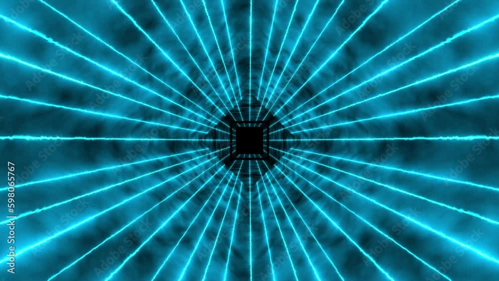 perfect scifi abstract modern loop rays tunnel animation in black ...