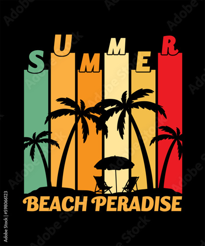 retro vintage, summer sunset t shirt design vector