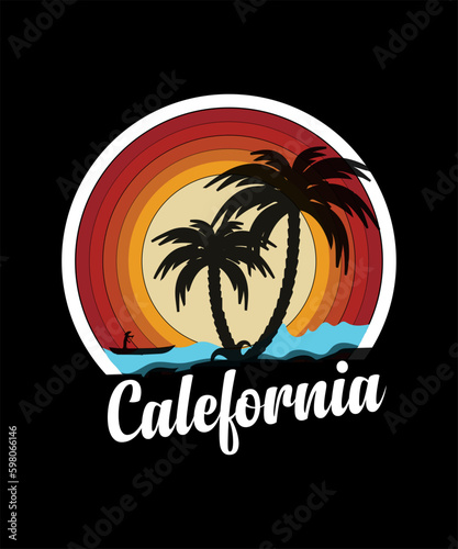 retro vintage, summer sunset t shirt design vector