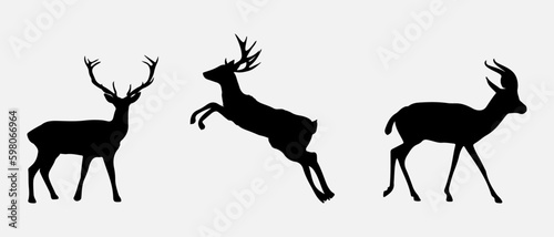 isolated black silhouette of a deer , vector collection © tabon