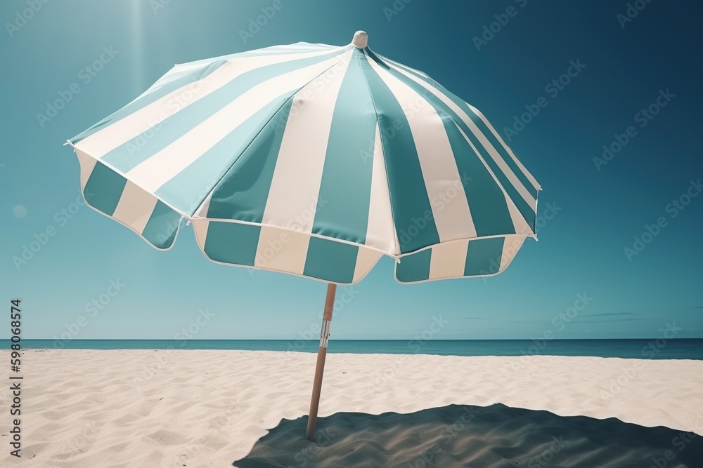 umbrella on the beach - obrazy, fototapety, plakaty 