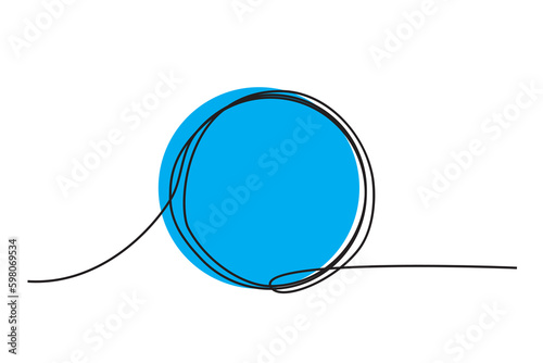 circle black and blue vector one line continous frame
