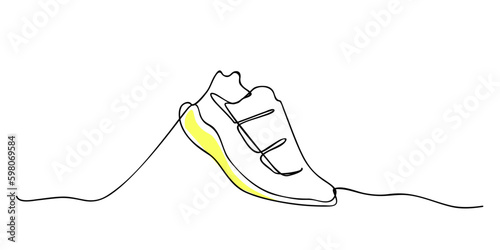 sport shoes, simple vector one line outline doodle