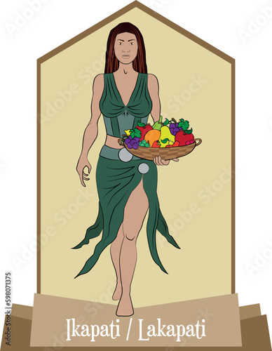 Illustration vector isolated of philippine mythical goddess, Lakapati, Fertility and Agriculture deity.