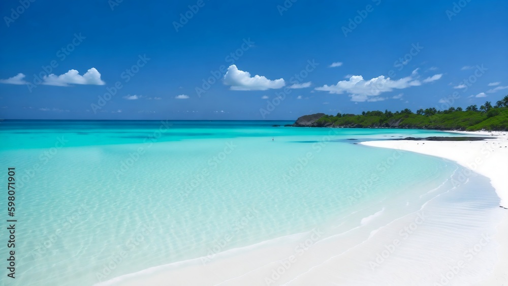 Fototapeta premium A Sun-Drenched Beach, Generative Ai