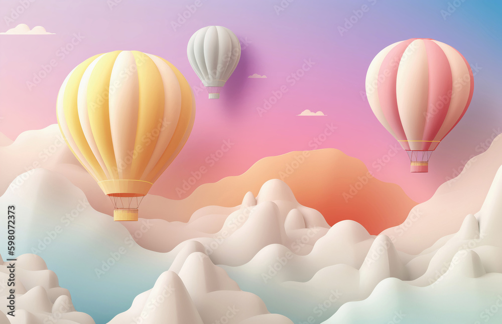 AI generative. Hot Air Balloon and Clouds AI generative. Hot Air Balloon and Clouds