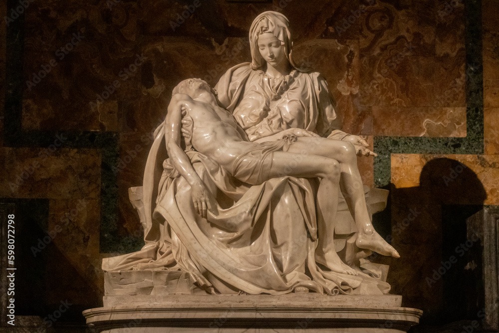 Horizontal shot of The Pietà at St. Peter's Basilica