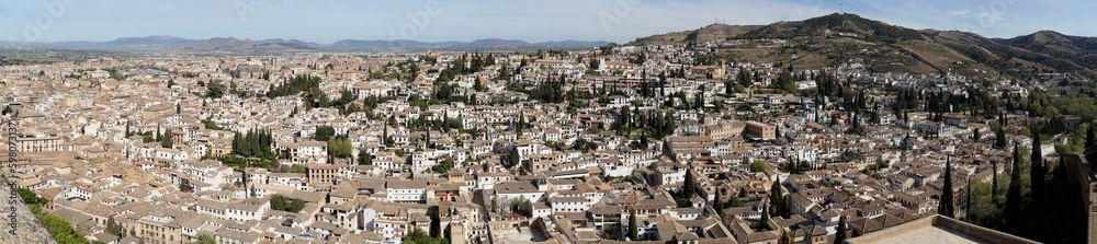 Panoramic view of Granada city in Andalusia, Spain